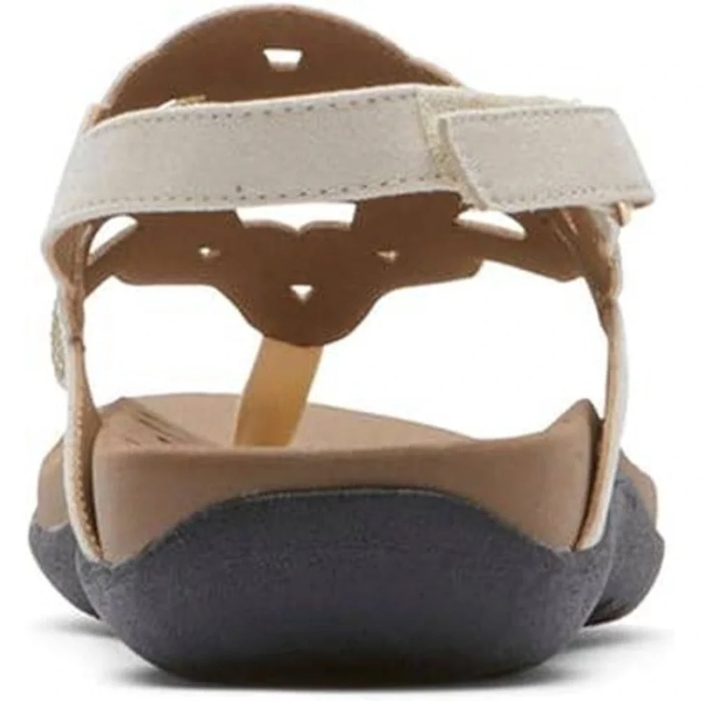 Rockport Womens Ridge Slingback Sandals Gold Laser Cut Thong Size 8.5 M NEW